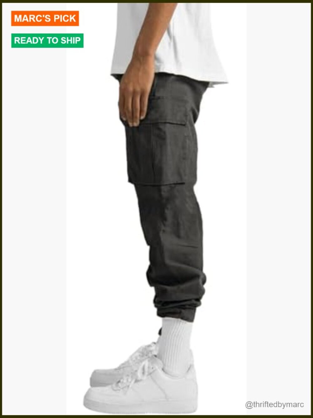 Men's Cargo Joggers Drawstring Hiking Pants Loose Straight Sweatpants - Picture 2 of 6
